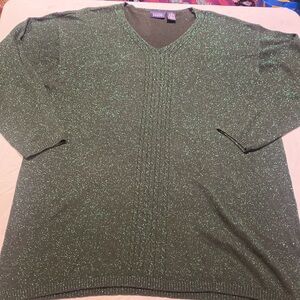 Hillard & Hanson Green shimmer Sweater 2X